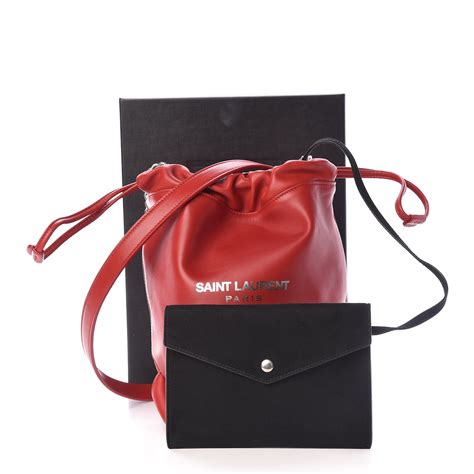 SAINT LAURENT Lambskin Teddy Drawstring Bag .